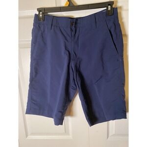 Under Armour Men's Blue Chino Shorts Polyester Button Pockets Logo